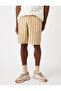 Striped Denim Shorts with Pockets - 3