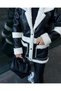 Women's Fur Lined Double Breasted Collar Black Leather Jacket Coat - 5