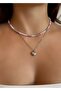 2-Piece Silver Zircon Heart Pendant Combin