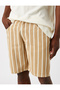 Striped Denim Shorts with Pockets - 5