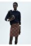 Plaid Skirt with Lace Trim