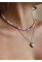 2-Piece Silver Zircon Heart Pendant Combin - 4