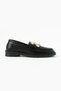 Women's Black Skin Daily Comfortable Casual Classic Loafer Shoes with Kalvaniz Buckle - 5