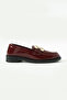 Women's Burgundy Patent Leather Daily Comfortable Casual Classic Loafer Shoes with Kalvaniz Buckle - 5