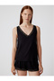 Lace Satin Pajama Top V-Neck Viscose Fabric - 3