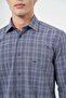Men's Dark Navy Blue Long Sleeve Plaid Pattern Pocket Cotton Classic Comfort Fit Shirt 1004245212 - 4