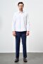 Men's White Long Sleeve Hard Collar Cotton Slim Fit Shirt 1004245267 - 3