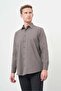 Men's Dark Brown Long Sleeve Checkered Pattern Cotton Comfort Fit Shirt 1004245166 - 2
