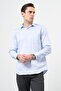 Blue Hard Collar Long Sleeve Pocket Comfort Fit 100% Cotton Shirt 1004260323 - 3