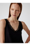 Lace Satin Pajama Top V-Neck Viscose Fabric