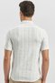 Men's Beige Short Sleeve Striped Cotton Slim Fit Shirt 1004240245 - 5