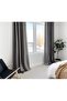Linen Blackout Blackout Curtain Thermal Layer Anthracite Gray Background Curtain Single Wing with No Pleats and Cornice - 2