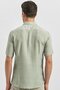 Men's Dark Green Short Sleeve Buttoned Collar Piping Linen Slim Fit Shirt 1004240242 - 6