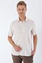 Men's Beige Short Sleeve Patterned Hard Collar Classic Comfort Fit Shirt 1004230204 - 3