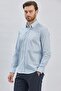 Men's Blue Short Sleeve Printed 97% Cotton 3% Elastane Classic Slim Fit Shirt 1004240116 - 2