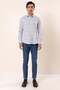 Blue Long Sleeve Printed Hard Collar Pocketless Cotton Lycra Casual Slim Fit Shirt 1004230135 - 2