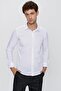 Men's White Long Sleeve Hard Collar Cotton Slim Fit Shirt 1004240057 - 5