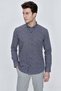 Navy Blue Long Sleeve Shirt Collar Classic Slim Fit Cotton Shirt 1004225223 - 4