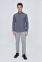 Navy Blue Long Sleeve Shirt Collar Classic Slim Fit Cotton Shirt 1004225223 - 2