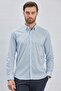 Men's Blue Short Sleeve Printed 97% Cotton 3% Elastane Classic Slim Fit Shirt 1004240116 - 5
