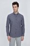 Navy Blue Long Sleeve Shirt Collar Classic Slim Fit Cotton Shirt 1004225223