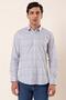 Blue Long Sleeve Printed Hard Collar Pocketless Cotton Lycra Casual Slim Fit Shirt 1004230135 - 3