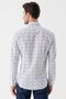 Men's White Long Sleeve Printed Garnished Classic Slim Fit Shirt 1004230228 - 2
