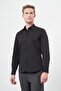 Men's Black Long Sleeve Hard Collar Slim Fit Shirt 1004245324 - 3