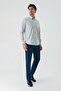 Men's White Long Sleeve Printed Hard Collar Cotton Lycra Classic Slim Fit Shirt 1004240143 - 5