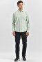 Men's Light Turquoise Long Sleeve Ribbed 100% Cotton Slim Fit Shirt 1004240247 - 5