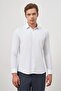 Men's White Long Sleeve Textured Hard Collar Slim Fit Shirt 1004245151