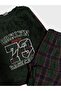 Boy's Green Brooklyn 73 Patterned Six Plaid Long Sleeve Winter Fleece Pajama Set - 3