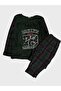 Boy's Green Brooklyn 73 Patterned Six Plaid Long Sleeve Winter Fleece Pajama Set - 2