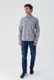 Blue Long Sleeve Printed Garnished Cotton Casual Slim Fit Slim Fit Shirt 1004240211 - 2