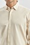 Men's Beige Long Sleeve Ribbed 100% Cotton Slim Fit Shirt 1004240247 - 3