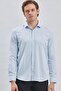 Men's Blue Long Sleeve Textured Half Italian Collar Slim Fit Shirt 1004240250 - 2