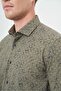 Khaki Long Sleeve Half Italian Collar Pocketless Cotton Classic Slim Fit Shirt 1004245222 - 4
