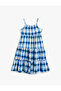 Dress Slim Strap Patterned Layered Ruffle Detail