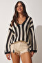 Openwork Seasonal Knitwear Blouse Black Bone Lmx0053 - 3