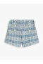 Tweed Shorts with Pearl Button Detail and Elastic Waistband