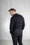 Interview Zippered Polo Collar 100% Cotton Black Knitwear Sweater - 8