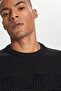 Men's Black 100% Cotton Standard Fit Regular Cut Crew Neck Printed Knitwear Sweater - 5