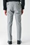 Men's Gray Linen Slim Fit Jogger Trousers with Elastic Waist and Side Pockets 1003240103 - 6