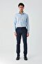 Men's Navy Blue Cotton Casual Slim Fit Chino Trousers with Side Pockets 1003240156 - 4