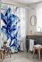 Bathroom Curtain, Blue Hand Drawing Flower Pattern Shower Curtain, Bathtub Curtain 175X200Cm - 2