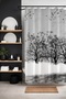 Bathroom Curtain, Flying Birds and Trees Patterned Shower Curtain, Bathtub Curtain 175X200Cm - 2