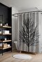 Bathroom Curtain, Black Tree Pattern Shower Curtain, Bathtub Curtain 175X200Cm