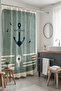 Bathroom Curtain, Anchor and Compass Themed Patterned Shower Curtain, Bathtub Curtain 175X200Cm - 2