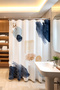 Bathroom Curtain, Geometric Artistic Watercolor Motif Patterned Shower Curtain, Bathtub Curtain 175X200Cm - 3