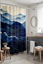 Bathroom Curtain, Striped Wavy Sea Pattern Shower Curtain, Bathtub Curtain 175X200Cm